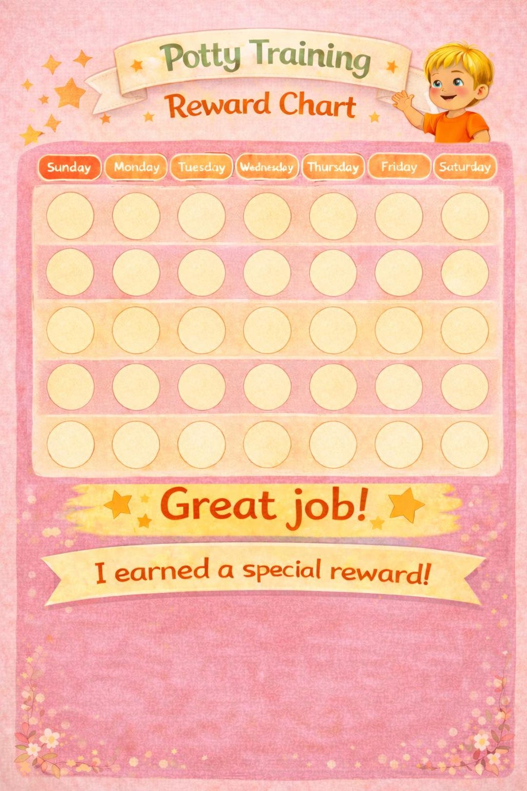 Potty Training Reward Chart - Pink - Etsy