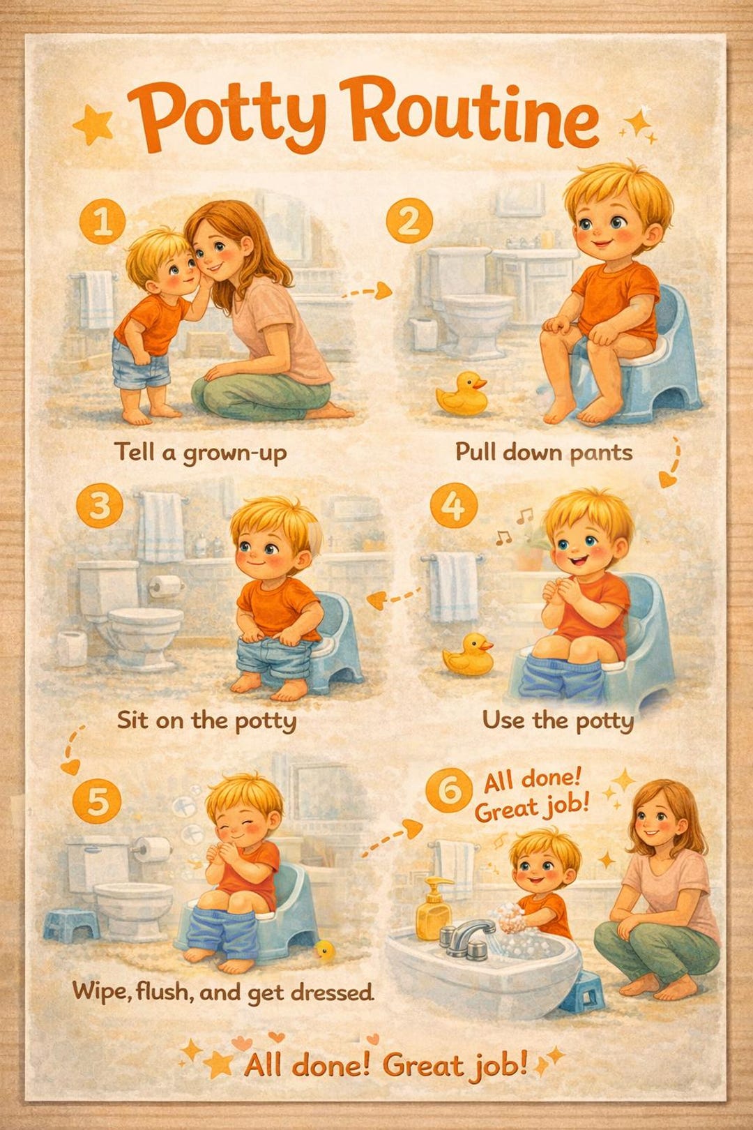 Daily Routine Potty Potty Training Routine Poster - Neutral - Etsy