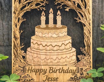 Personalized Birthday Card | Unique Wood Card Engraved With Name