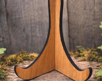 Cherry Wood Card Stand | Rustic Leaf Design