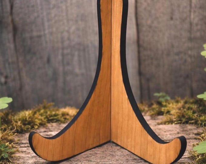 Cherry Wood Card Stand | Rustic Leaf Design