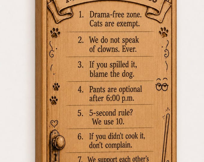 Crazy House Rules Personalized Sign | Custom Family Sign - Funny