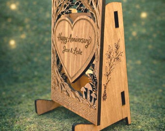 Beautiful Cherry Wood Card Holder | Flowers
