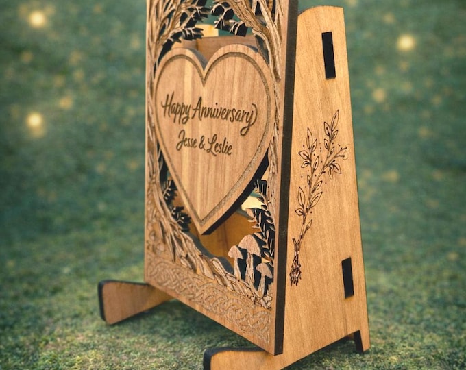 Beautiful Cherry Wood Card Holder | Flowers
