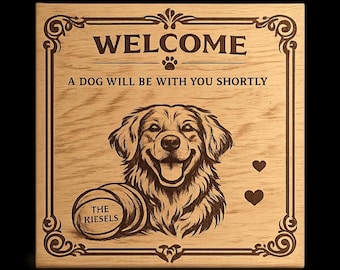 Golden Retriever Welcome Sign - Personalized Family Name Decor For Front Door