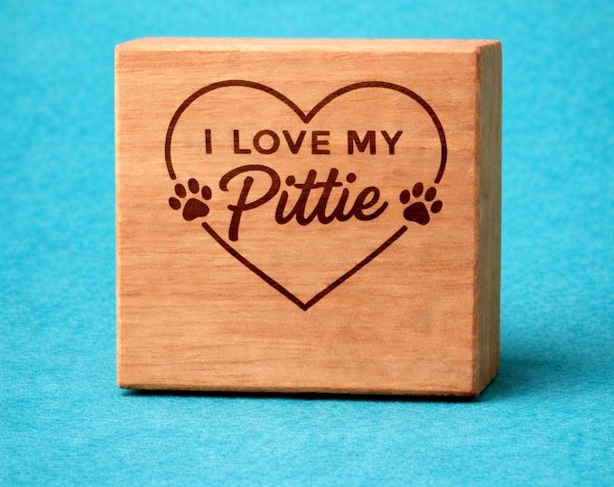 Personalized Pitbull Memorial Wood Block | Custom Engraved Dog Keepsake