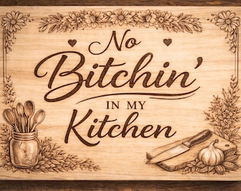 Funny Kitchen Sign | Engraved Wood Wall Decor, Housewarming Gift