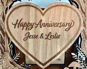 Custom Wood Anniversary Cards | Personalized Engraved Wood Keepsake | Romantic Gift for Him or Her