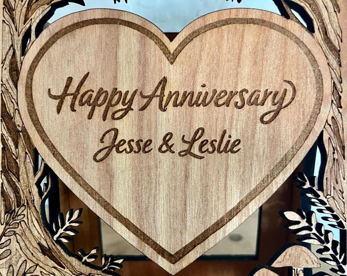 Custom Wood Anniversary Cards | Personalized Engraved Wood Keepsake | Romantic Gift for Him or Her