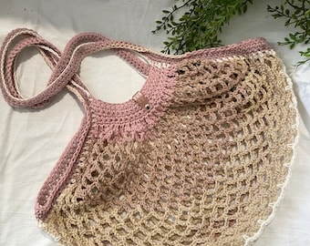 Bolsa de mercado de malla tejida a crochet