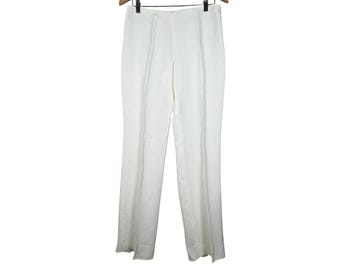 VTG Emporio Armani Linen Blend Pants 10 White High Rise Side Zip