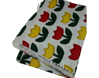 Kiyohara Nakaniwa Tulpe Stoffrest 112cm x 43 cm Weiß Rot Gelb Japanisch