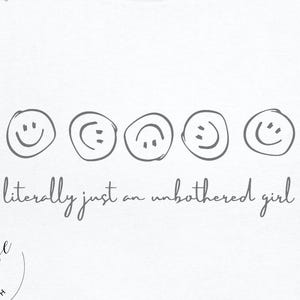 Unbothered Girl PNG | Minimal Smiley Face Clipart | Funny Quote Typography Design | Aesthetic Line Art Graphic | Trendy Text PNG