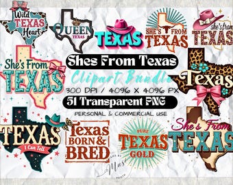 Shes From Texas PNG | Texas Cowgirl PNG Bundle | Western Southern Girl Clipart Set | Retro Texas Sublimation Designs | Texas PNG