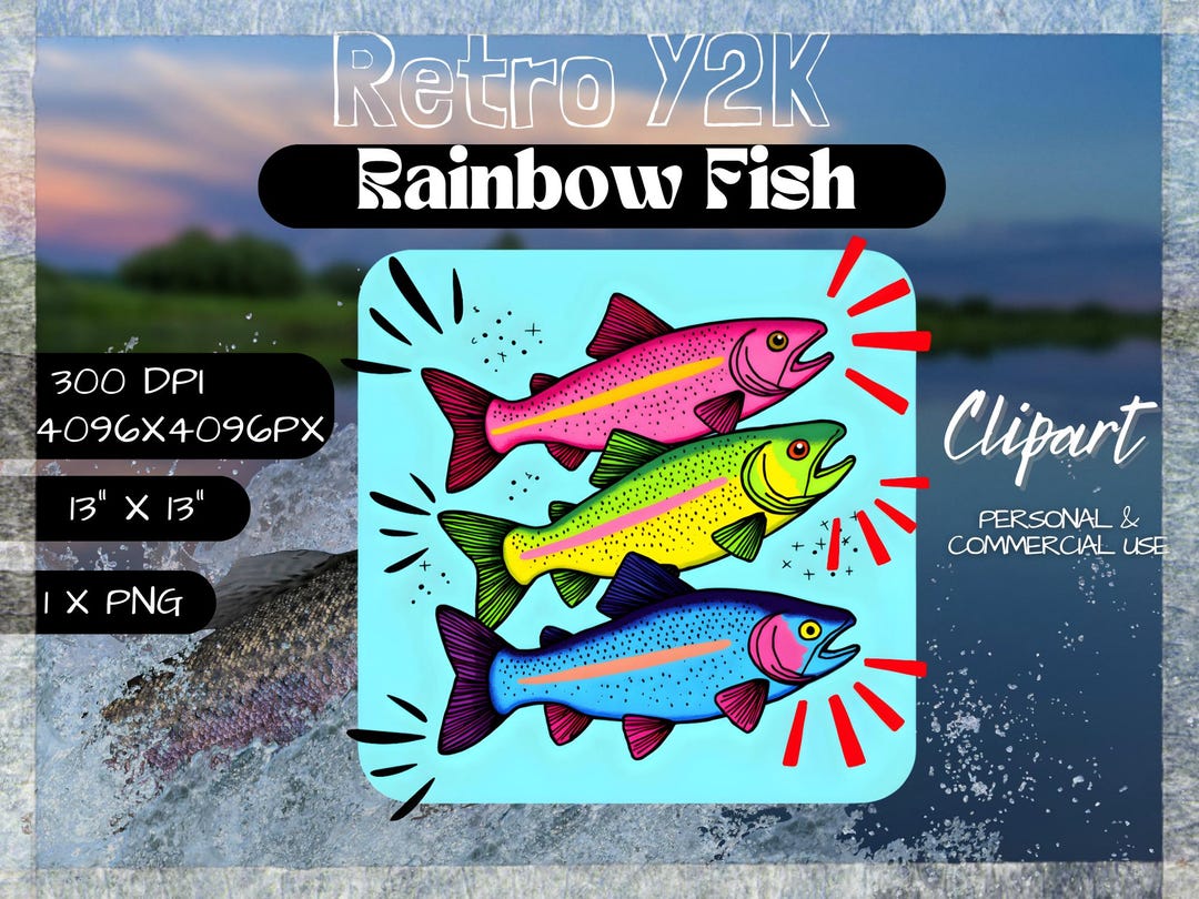 Fish 90s Picture 90s Trout PNG Clipart | Retro Rainbow Fish Graphic File | Y2K River ...