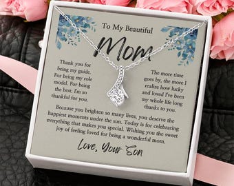 Mom Necklace from Son, gift for women, Mother's Day Gift, Message Card Jewelry