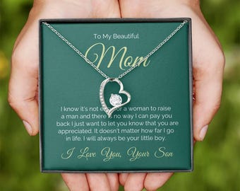 Necklace Gift for Mom from Son, Birthday Christmas Mother's Day Gift