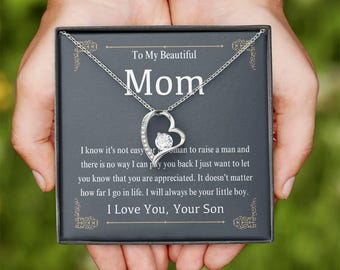 Necklace for Mom from Son, Emotional Message Jewelry, Mother's Day Gift