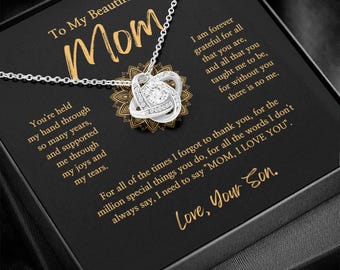 Mothers Day Gift from Son Necklace, Emotional Jewelry for Mom, Love You Mom