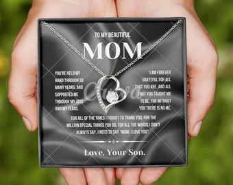 Birthday Gift for Mom from Son Necklace, Love Mom Jewelry, Special Birthday Gift
