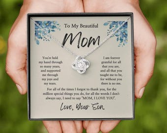 Necklace for Mom from Son, Heartfelt Message Jewelry, Birthday Gift