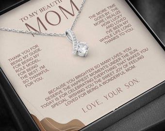 To Mom Necklace, Cubic Zirconia Pendant, Gift From Son, Birthday Christmas Gift