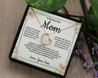 Personalized Message Card Jewelry, Mother Gift Birthday Christmas Mother's Day Gift