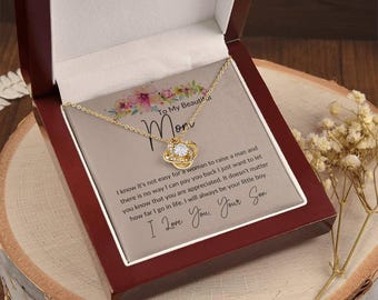 Necklace for Mom from Son, Heartfelt Message Jewelry Gift