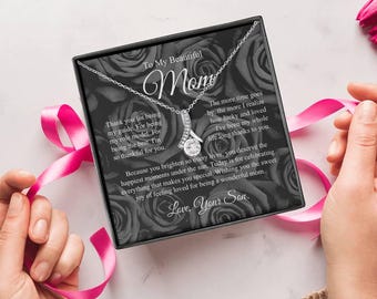 Necklace Jewelry for Mom, Personalized Message Card  Mom