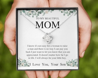 Necklace for Mom from Son, Mother's Day Birthday Gift