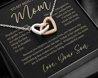 Necklace for Mom from Son, Mother's Day Gift, Message Card Jewelry