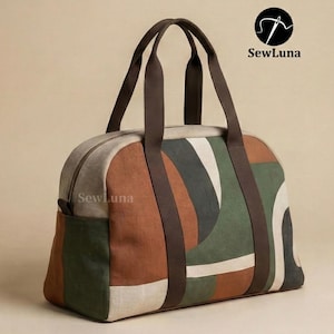 Cartamodello PDF per borsa da viaggio arcuata / Tutorial per borsa da weekend / Borsa da palestra fai da te per la notte / Cartamodello per borsa di livello intermedio