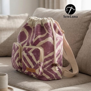 Nomad Drawstring Backpack PDF Sewing Pattern | Canvas Knapsack Tutorial | DIY Boho Bag with Front Pockets | Craft Template for Sewists