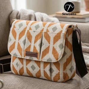 Messenger Bag PDF Sewing Pattern | Caspian Crossbody Bag Pattern | DIY Caspian Purse Tutorial | Intermediate Everyday Handbag Template