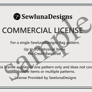Commercial License for Single Bag Pattern | Sell Up to 500 Items (Digital Download)
