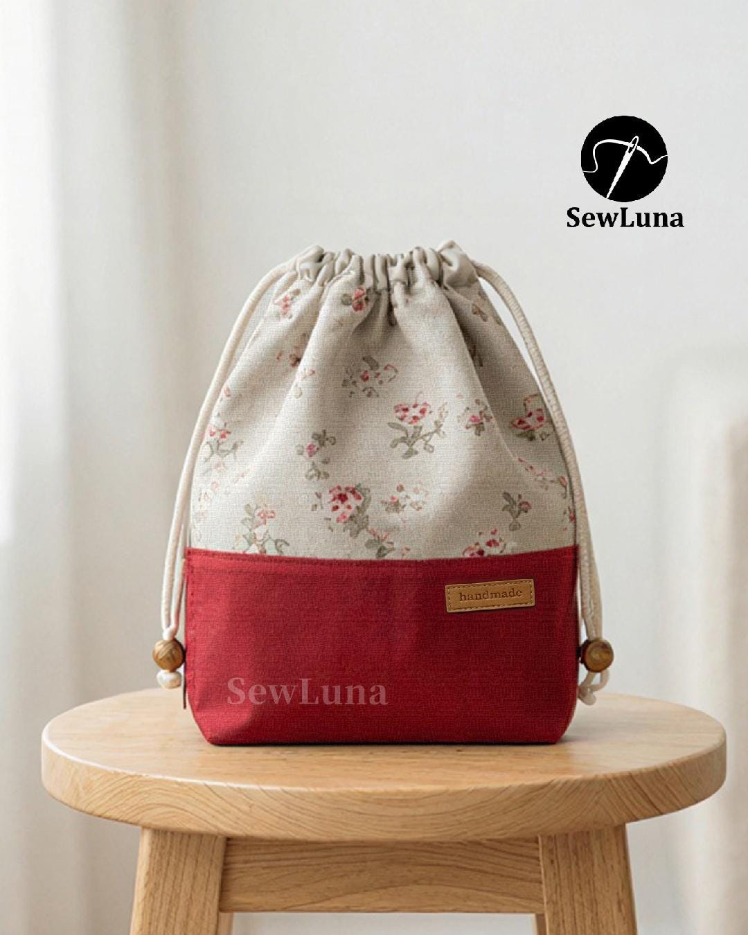 Drawstring Pouch Sewing Pattern PDF | Round Bottom Gift Bag Tutorial ...