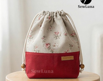 Drawstring Pouch Sewing Pattern | Round Bottom Gift Bag (PDF Pattern)