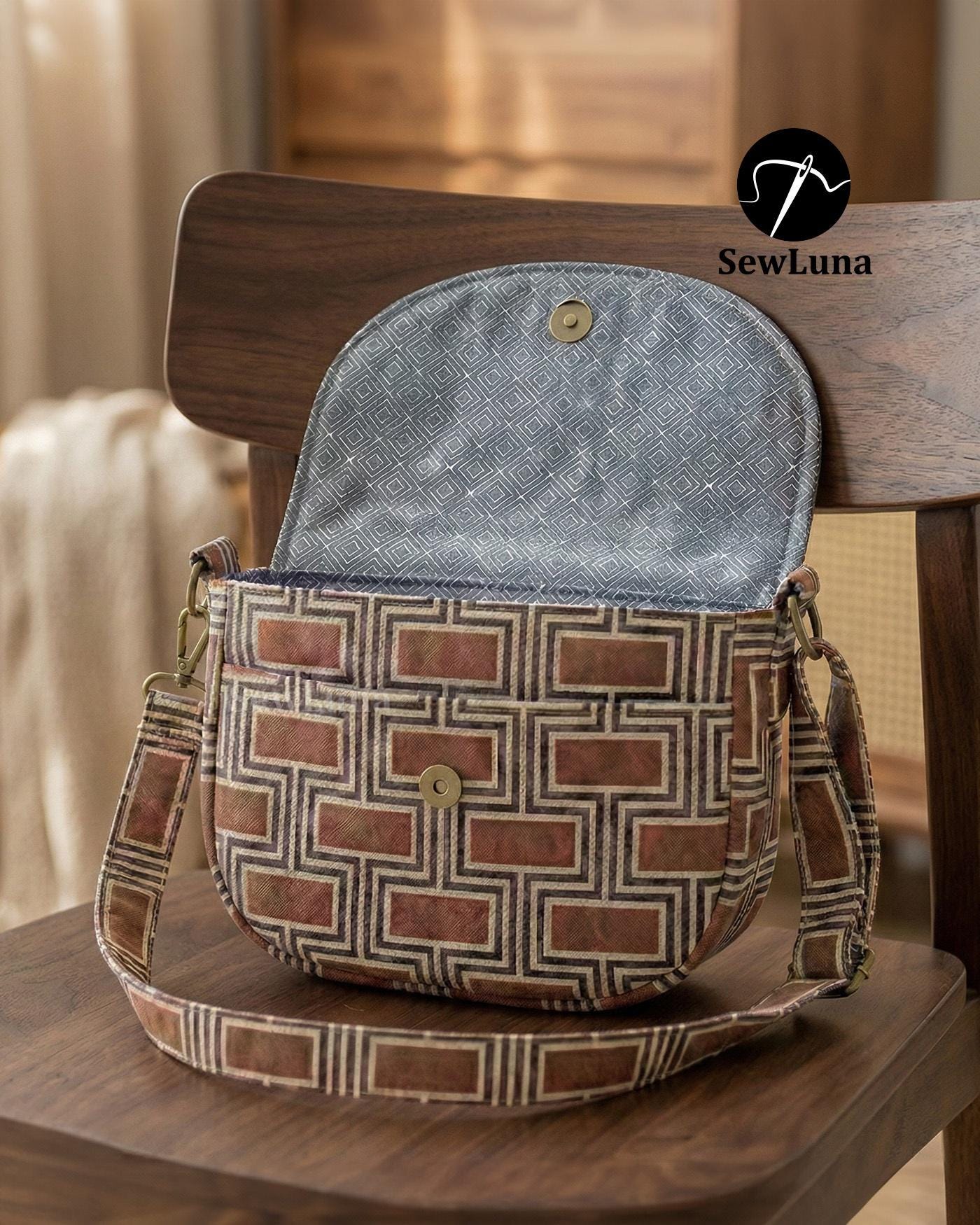 Flora Crossbody Bag PDF Sewing Pattern 2 Sizes | DIY Saddle Purse PDF ...