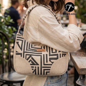 Patrón de costura para bolso de hombro / Tutorial en PDF para bolso de mano / Patrón para bolso hobo curvo Avery / Bolso con cremallera DIY / Proyecto de costura de nivel intermedio imagen 4