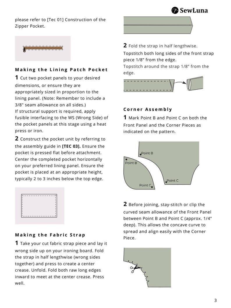 Patrón de costura para bolso de hombro / Tutorial en PDF para bolso de mano / Patrón para bolso hobo curvo Avery / Bolso con cremallera DIY / Proyecto de costura de nivel intermedio imagen 8