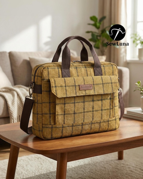 Nolan Laptop Bag PDF Sewing Pattern |Briefcase PDF Tutorial | DIY Messenger Bag Pattern | Padded Tech Sleeve | Intermediate Sewing Project