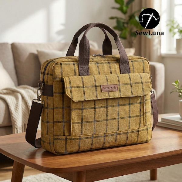 Laptop Bag PDF Sewing Pattern | Nolan Briefcase PDF Tutorial | DIY Messenger Bag Pattern | Padded Tech Sleeve | Intermediate Sewing Project