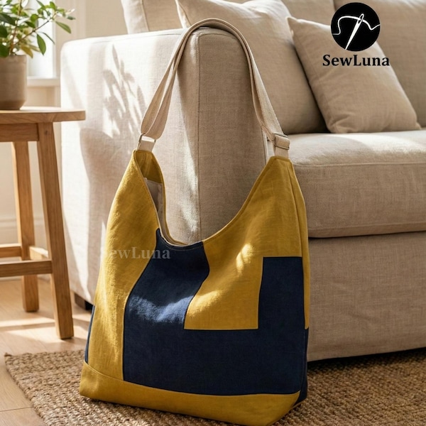Hobo Bag Sewing Pattern | Aris 2 Sizes Slouchy Tote Tutorial | DIY Shoulder Bag PDF | Beginner Friendly Bag | Everyday Handbag Pattern