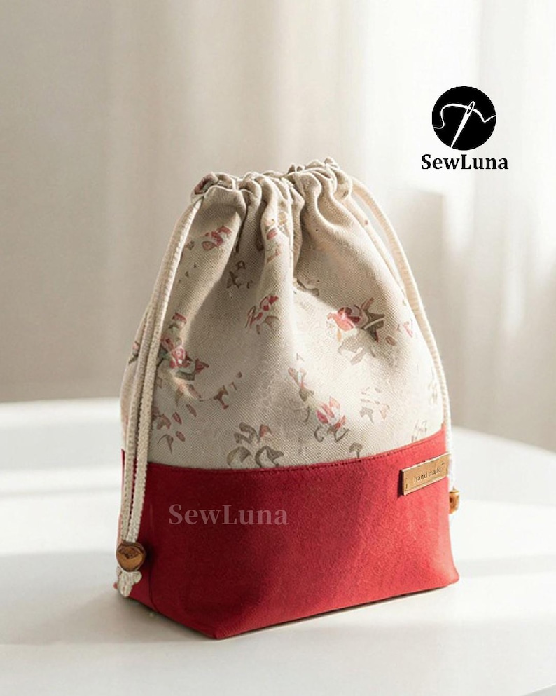 Drawstring Pouch Sewing Pattern PDF | Round Bottom Gift Bag Tutorial ...