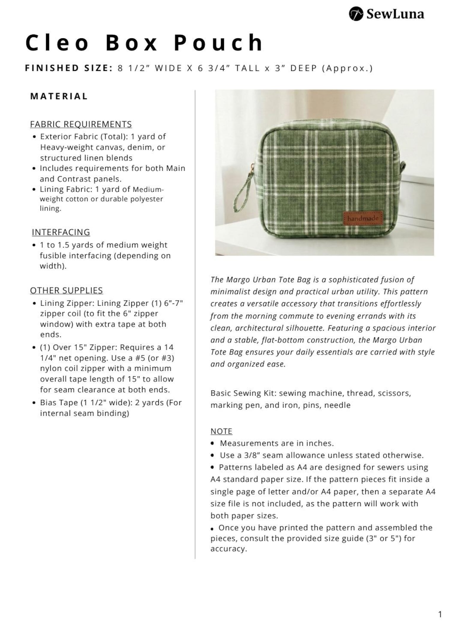 Box Pouch PDF Sewing Pattern | Cleo Cosmetic Bag Tutorial | DIY ...