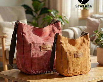 Ivy Daily Umhängetaschen 2 Größen PDF Schnittmuster | Slouchy Hobo Tote Vorlage | 2 Größen Umhängetasche DIY | Tasche für Anfänger