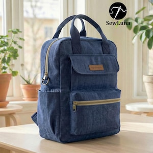 Piper-rugzak pdf-naaipatroon | Canvas rugzak pdf-gids | Patroon laptoptas met vakken | Naaiproject voor gevorderden