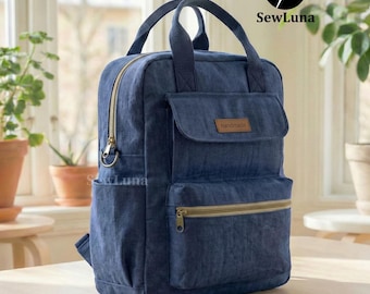 Piper Rucksack PDF Schnittmuster | Canvas Rucksack PDF Anleitung | DIY Laptop Tasche Tutorial | Alltags Pendler Paket |  Fortgeschrittene Sewist