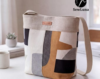 Tragetasche Schnittmuster PDF | Rhea Schultertasche aus Canvas | DIY Alltag Arbeit Tasche | Digitales Schnittmuster für Crafters