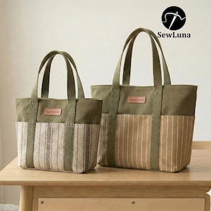 Margo Urban Tote Bags Sewing Pattern (2 Sizes) | Beginner DIY Canvas Handbag (PDF Pattern)